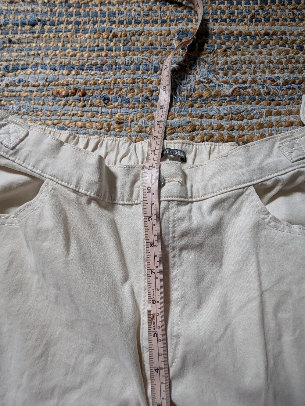 Cream Denim Cargo Barrel Leg Pants L High Rise Utility Casual Streetwear Edgy - Picture 7 of 9